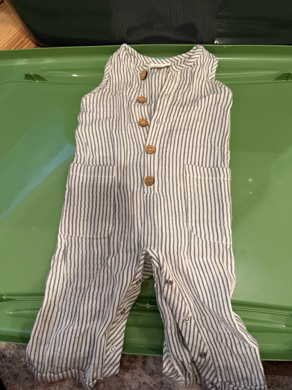 Sleeveless Striped Cotton Kids One-Piece Romper - White & Navy